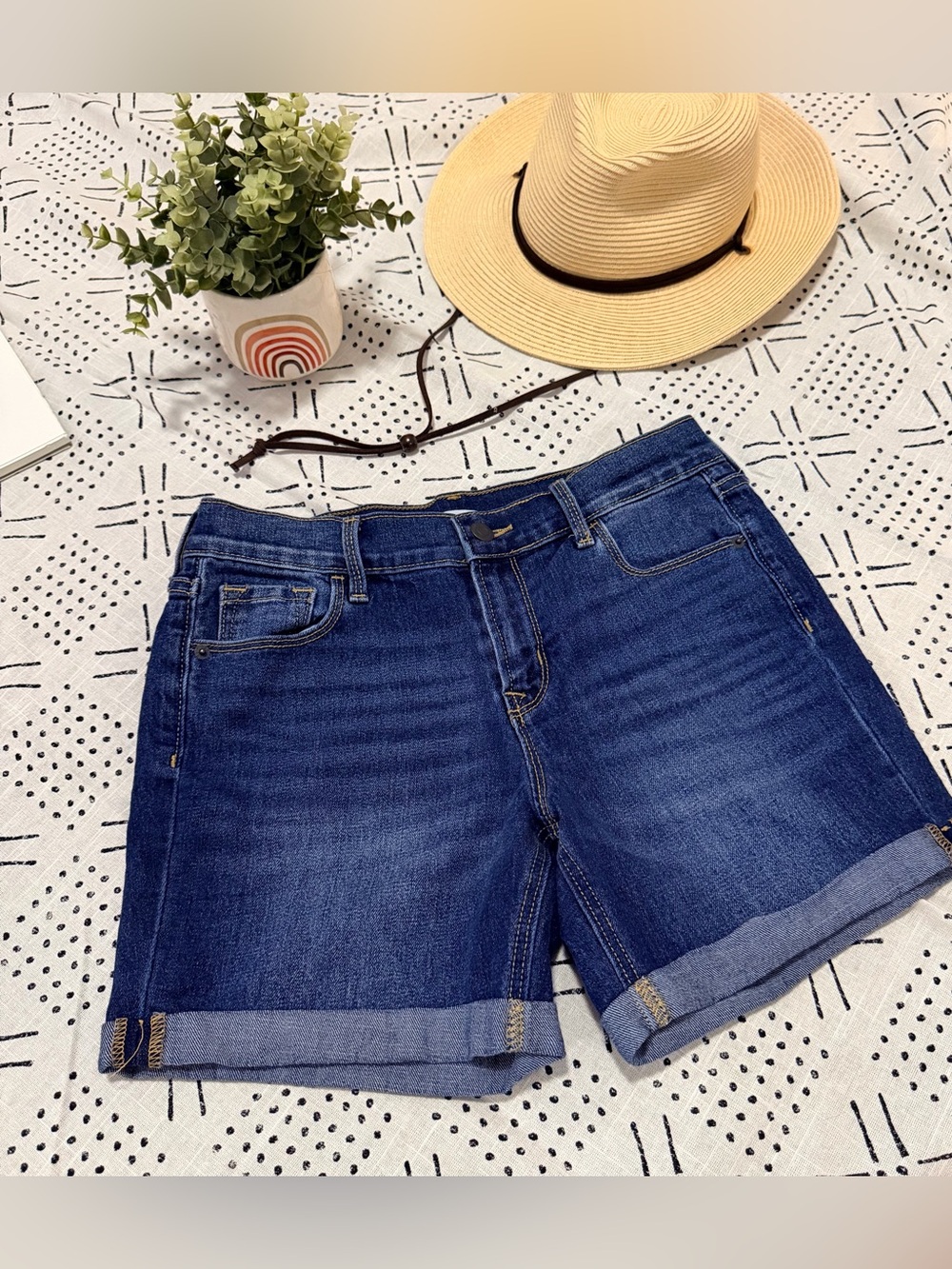 Old Navy Dark Blue Denim Roll-Cuff Jean Shorts
